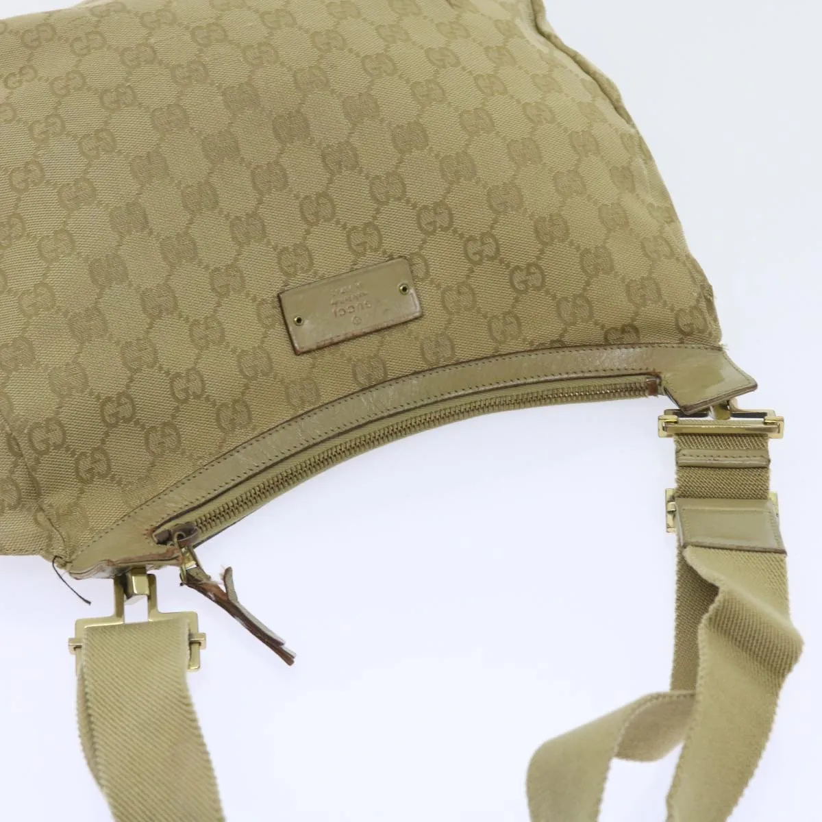 GUCCI GG Canvas Shoulder Bag Beige 90762  58417