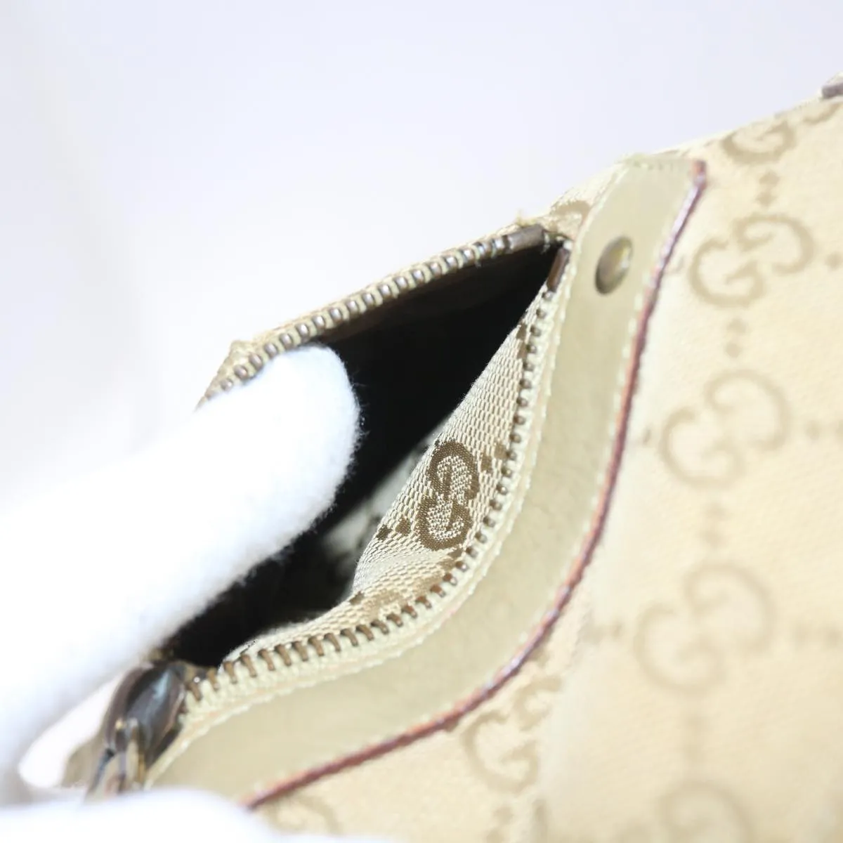 GUCCI GG Canvas Shoulder Bag Beige 90762  58417