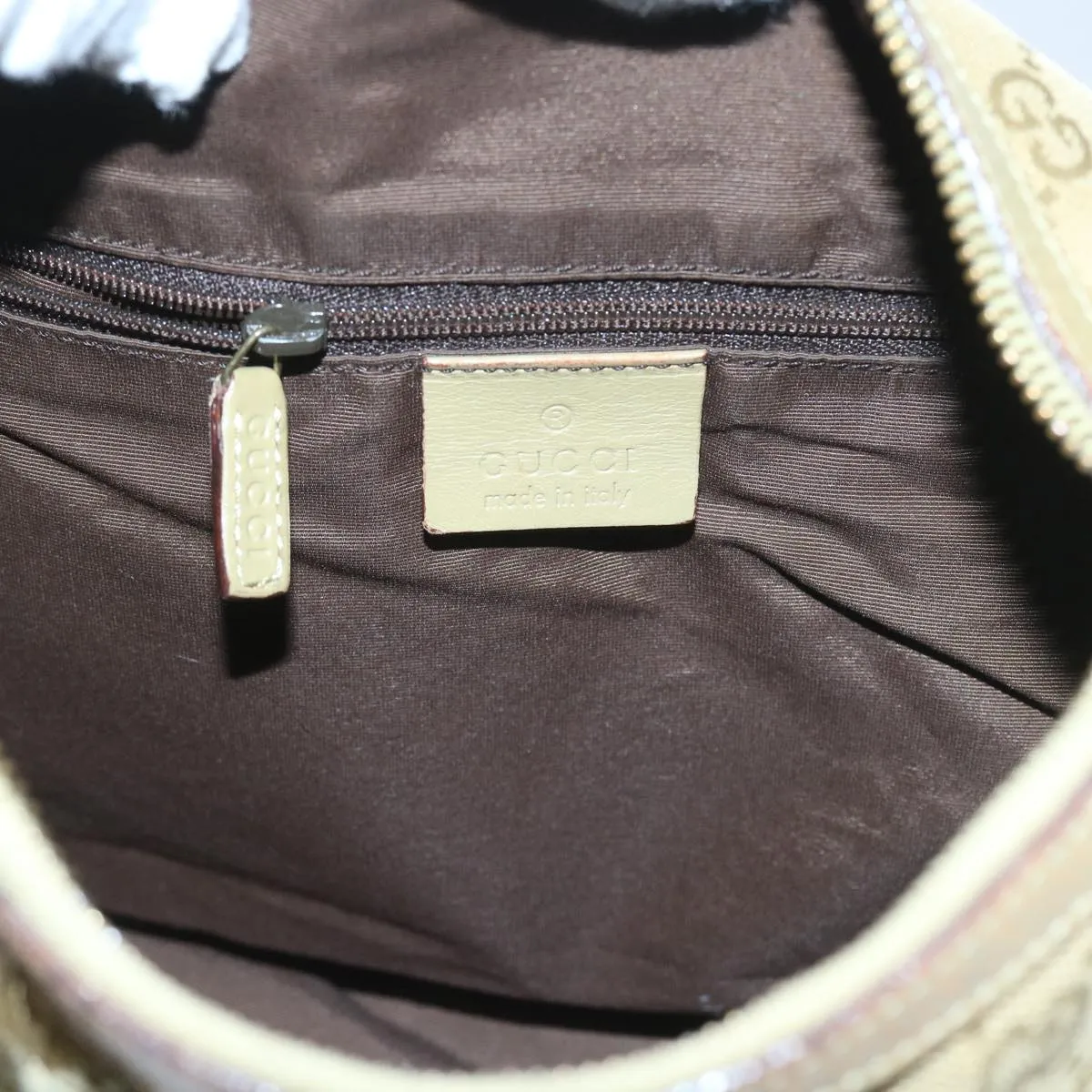 GUCCI GG Canvas Shoulder Bag Beige 90762  58417