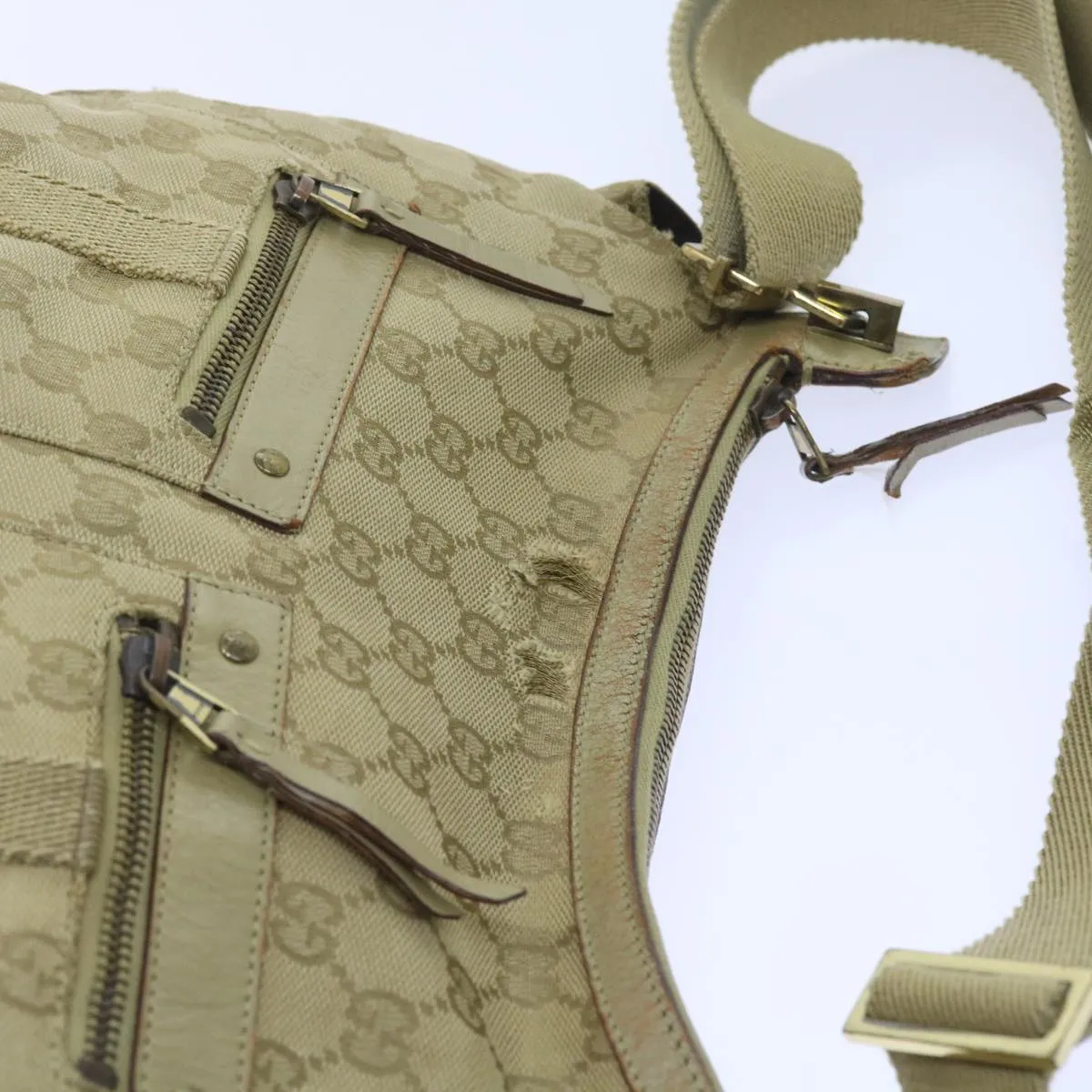 GUCCI GG Canvas Shoulder Bag Beige 90762  58417