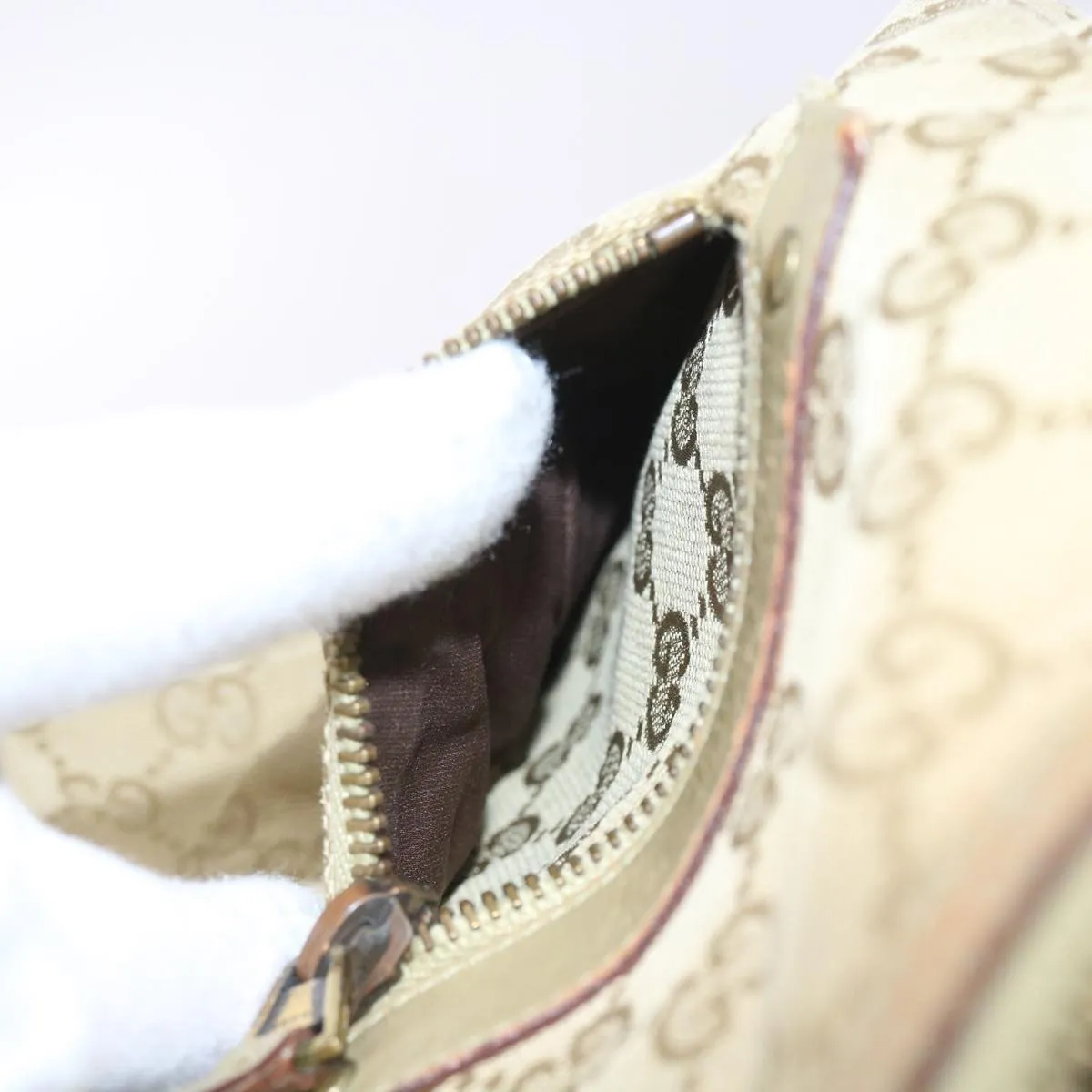 GUCCI GG Canvas Shoulder Bag Beige 90762  58417