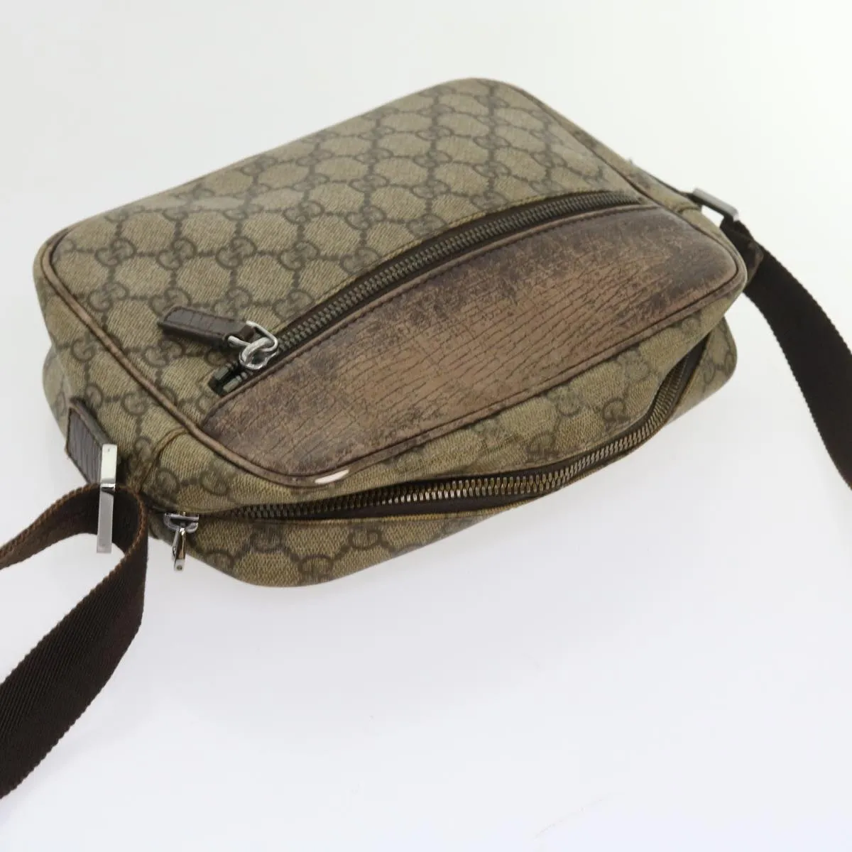 GUCCI GG Canvas Shoulder Bag Canvas PVC Leather 2Set Black Beige  55036