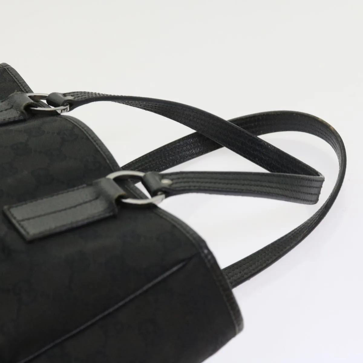 GUCCI GG Canvas Shoulder Bag Canvas PVC Leather 2Set Black Beige  55036