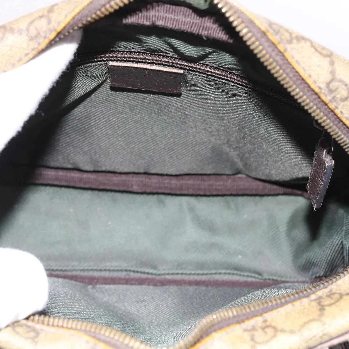 GUCCI GG Canvas Shoulder Bag Canvas PVC Leather 2Set Black Beige  55036