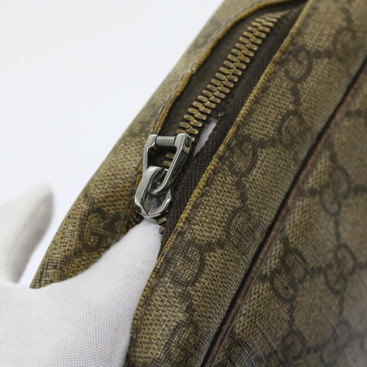 GUCCI GG Canvas Shoulder Bag Canvas PVC Leather 2Set Black Beige  55036
