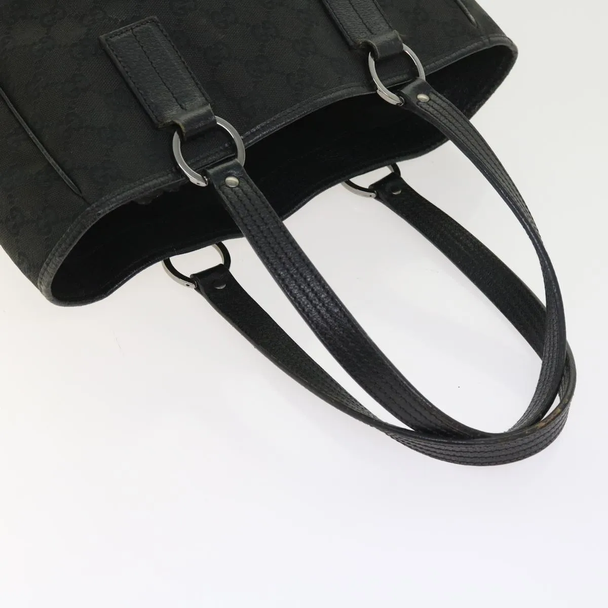 GUCCI GG Canvas Shoulder Bag Canvas PVC Leather 2Set Black Beige  55036
