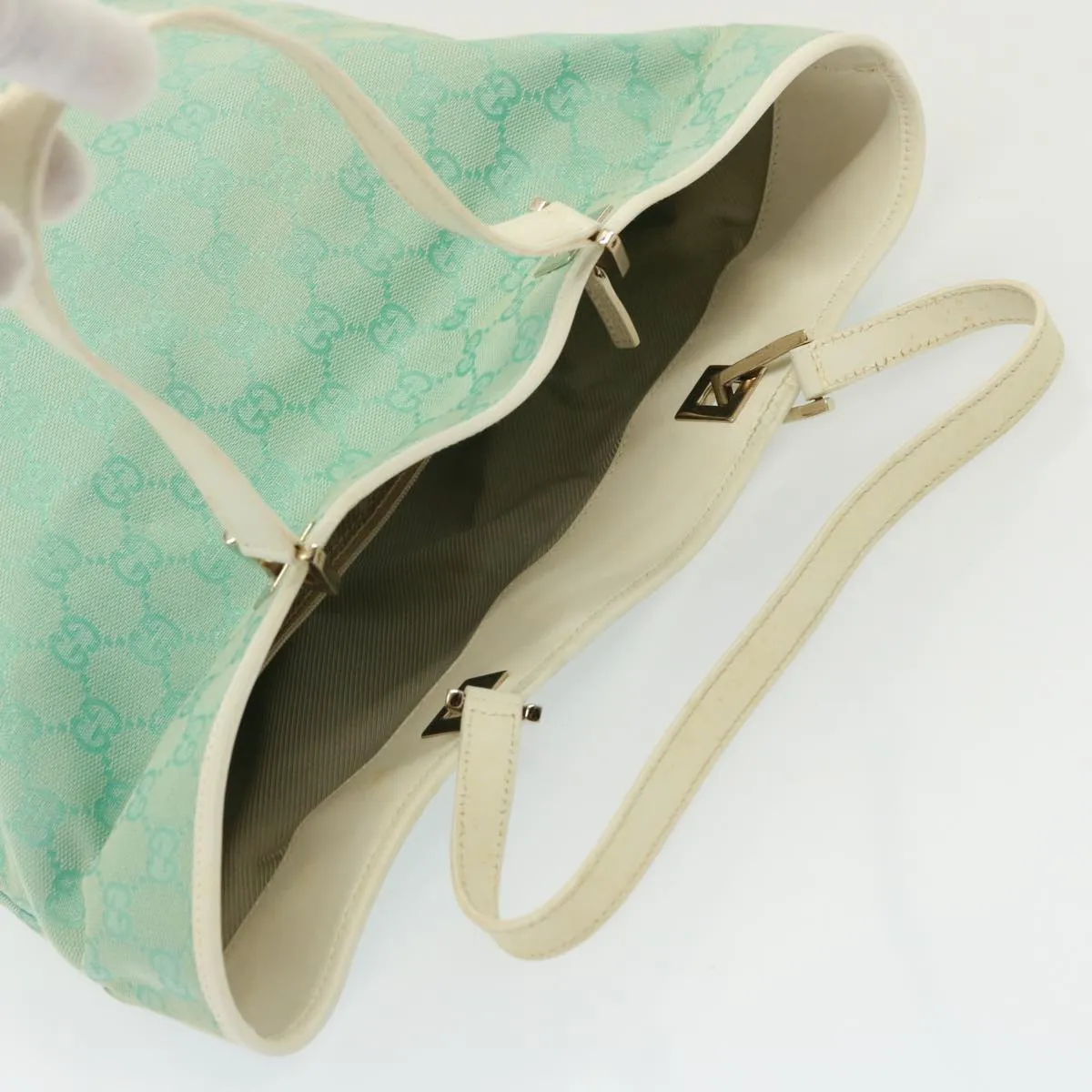 GUCCI GG Canvas Shoulder Bag Light Blue 002 1098  79099