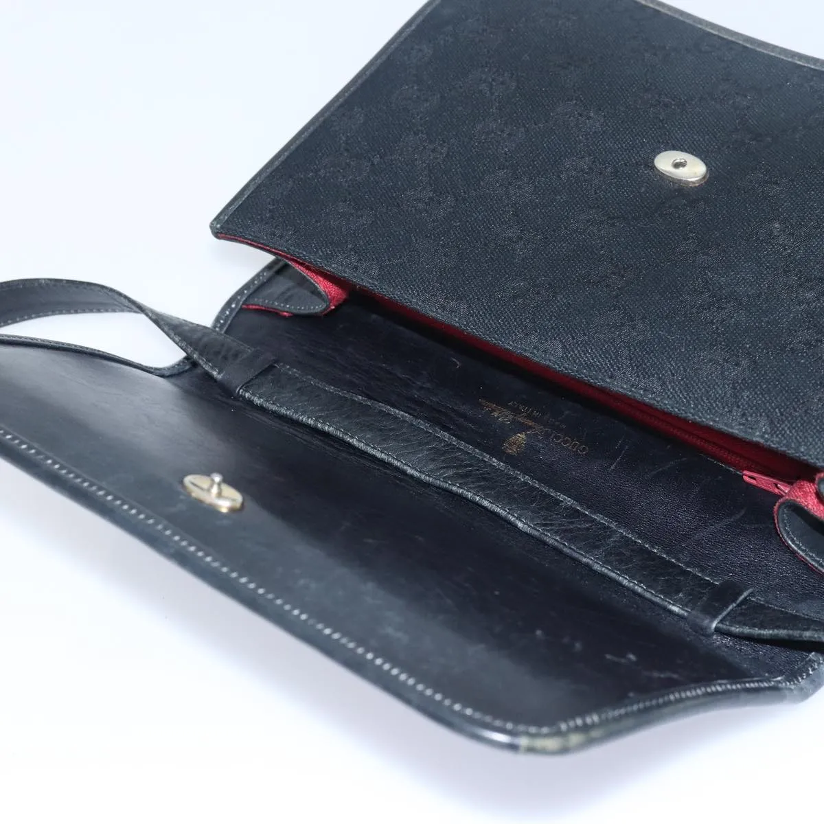 GUCCI GG Canvas Web Sherry Line Shoulder Bag Black Red Green  13149