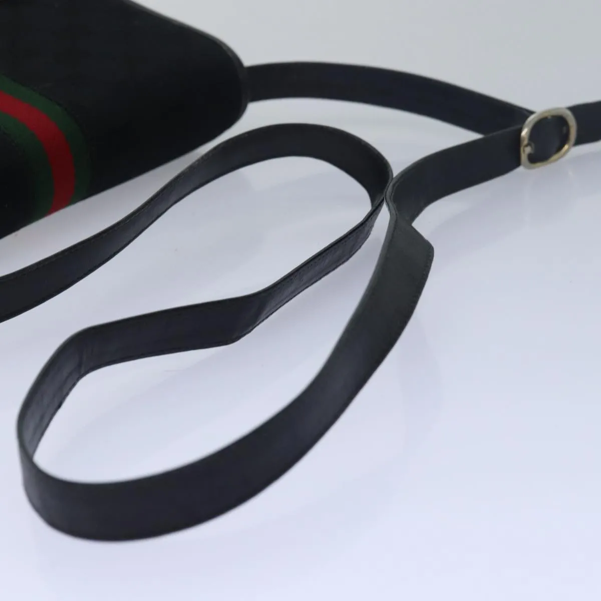 GUCCI GG Canvas Web Sherry Line Shoulder Bag Black Red Green  13149