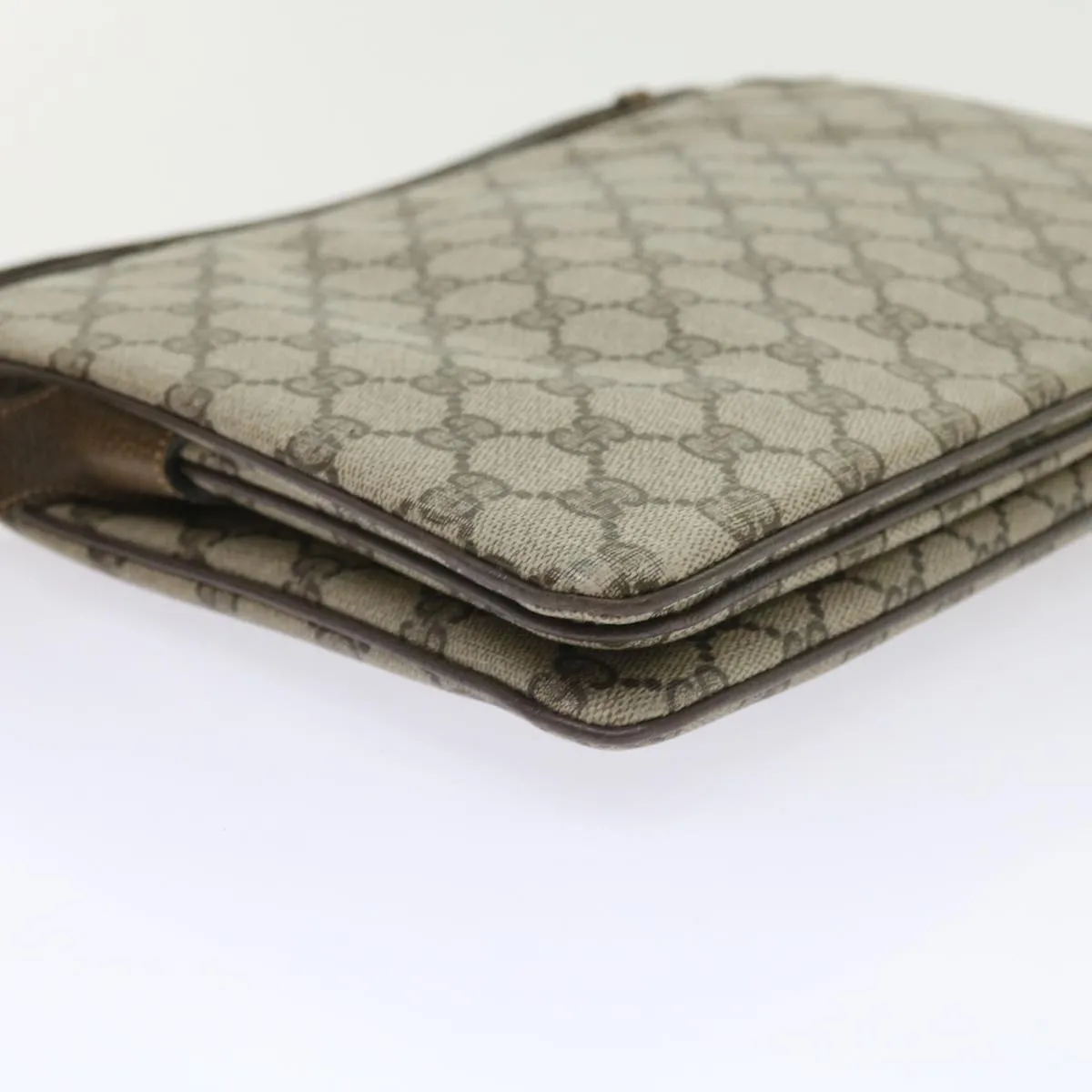 GUCCI GG Canvas Web Sherry Line Shoulder Bag PVC Leather Beige Green  57310
