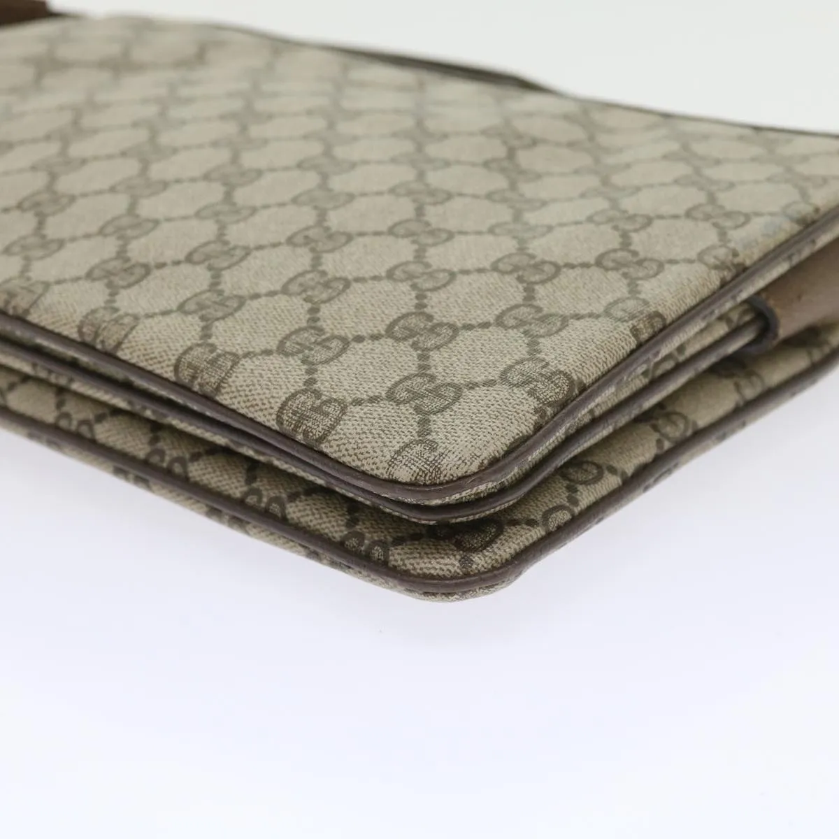 GUCCI GG Canvas Web Sherry Line Shoulder Bag PVC Leather Beige Green  57310