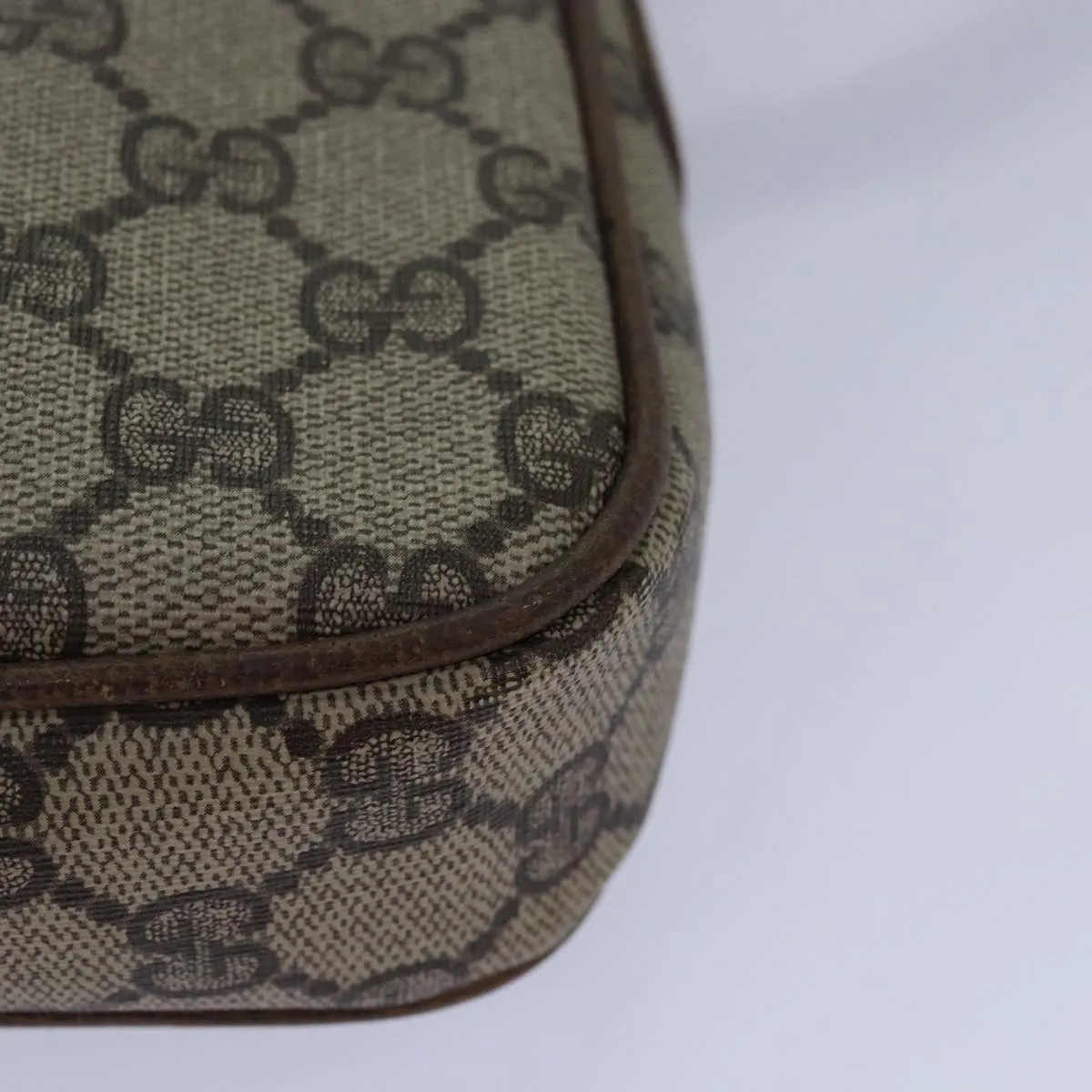 GUCCI GG Canvas Web Sherry Line Shoulder Bag PVC Leather Beige Green  83285
