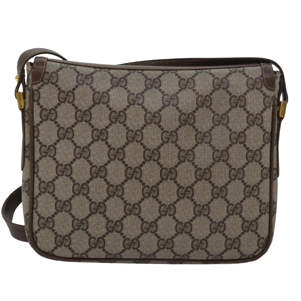GUCCI GG Canvas Web Sherry Line Shoulder Bag PVC Leather Beige Green  83285