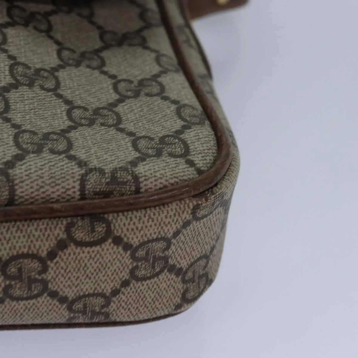 GUCCI GG Canvas Web Sherry Line Shoulder Bag PVC Leather Beige Green  83285