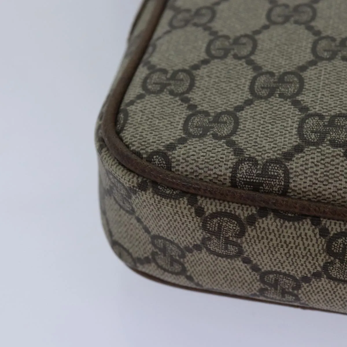 GUCCI GG Canvas Web Sherry Line Shoulder Bag PVC Leather Beige Green  83285
