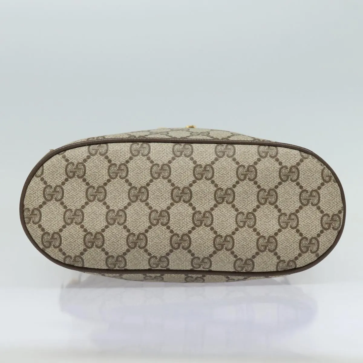 Gucci Gg Canvas Web Sherry Line Shoulder Bag Pvc Leather Beige Green