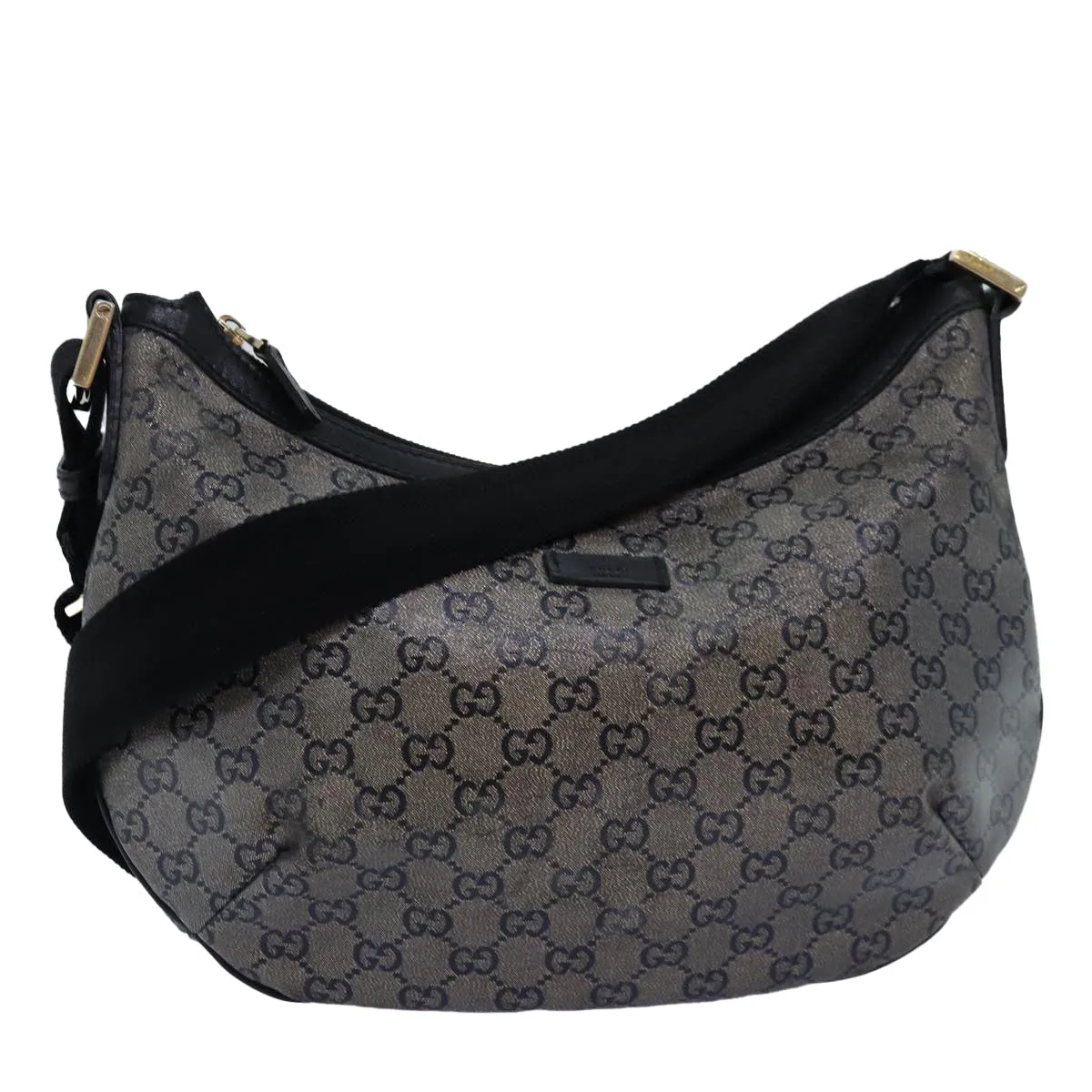 GUCCI GG crystal Shoulder Bag PVC Leather Black 181092 1669  ki4485