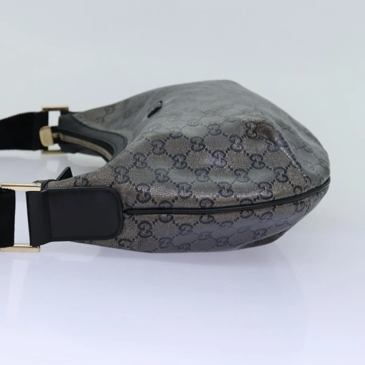 GUCCI GG crystal Shoulder Bag PVC Leather Black 181092 1669  ki4485
