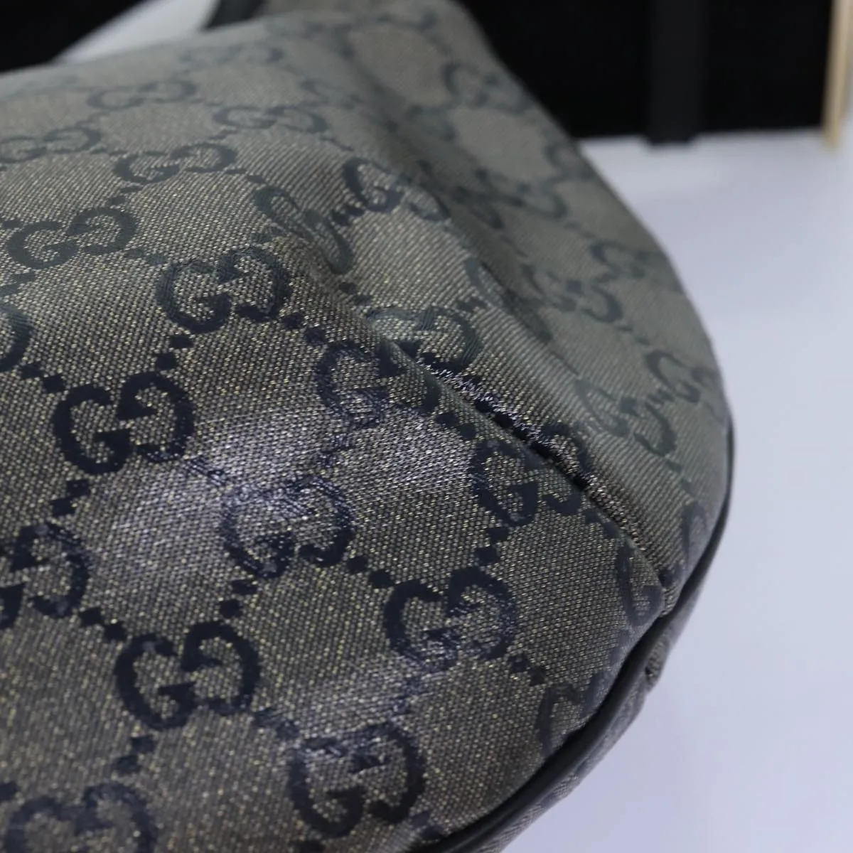 GUCCI GG crystal Shoulder Bag PVC Leather Black 181092 1669  ki4485