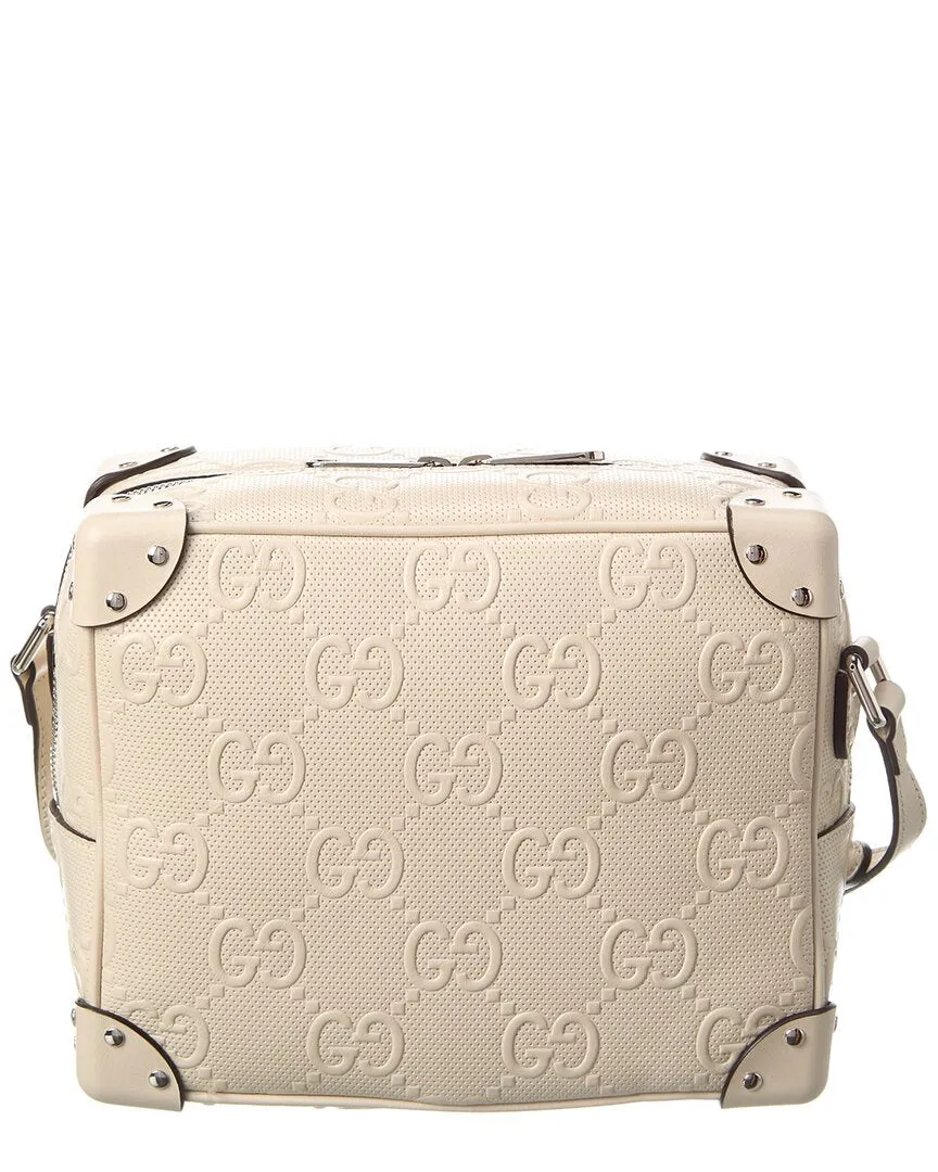 Gucci GG Embossed Leather Shoulder Bag, White