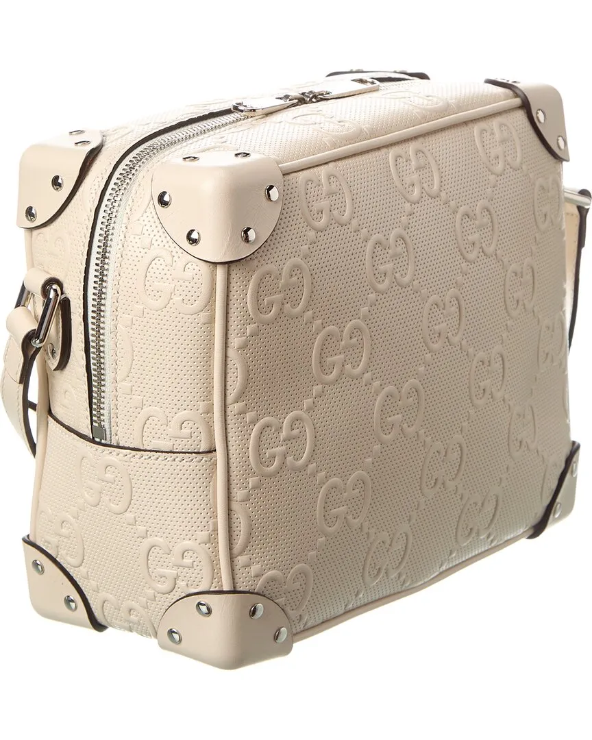 Gucci GG Embossed Leather Shoulder Bag, White