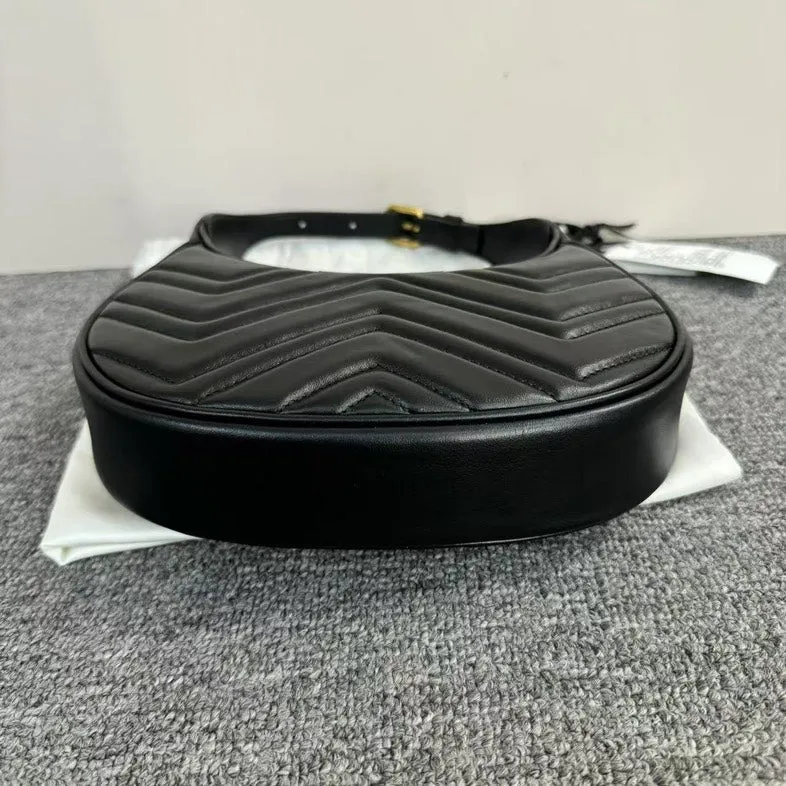 Gucci GG Marmont Chevron Black Leather Shoulder Bag