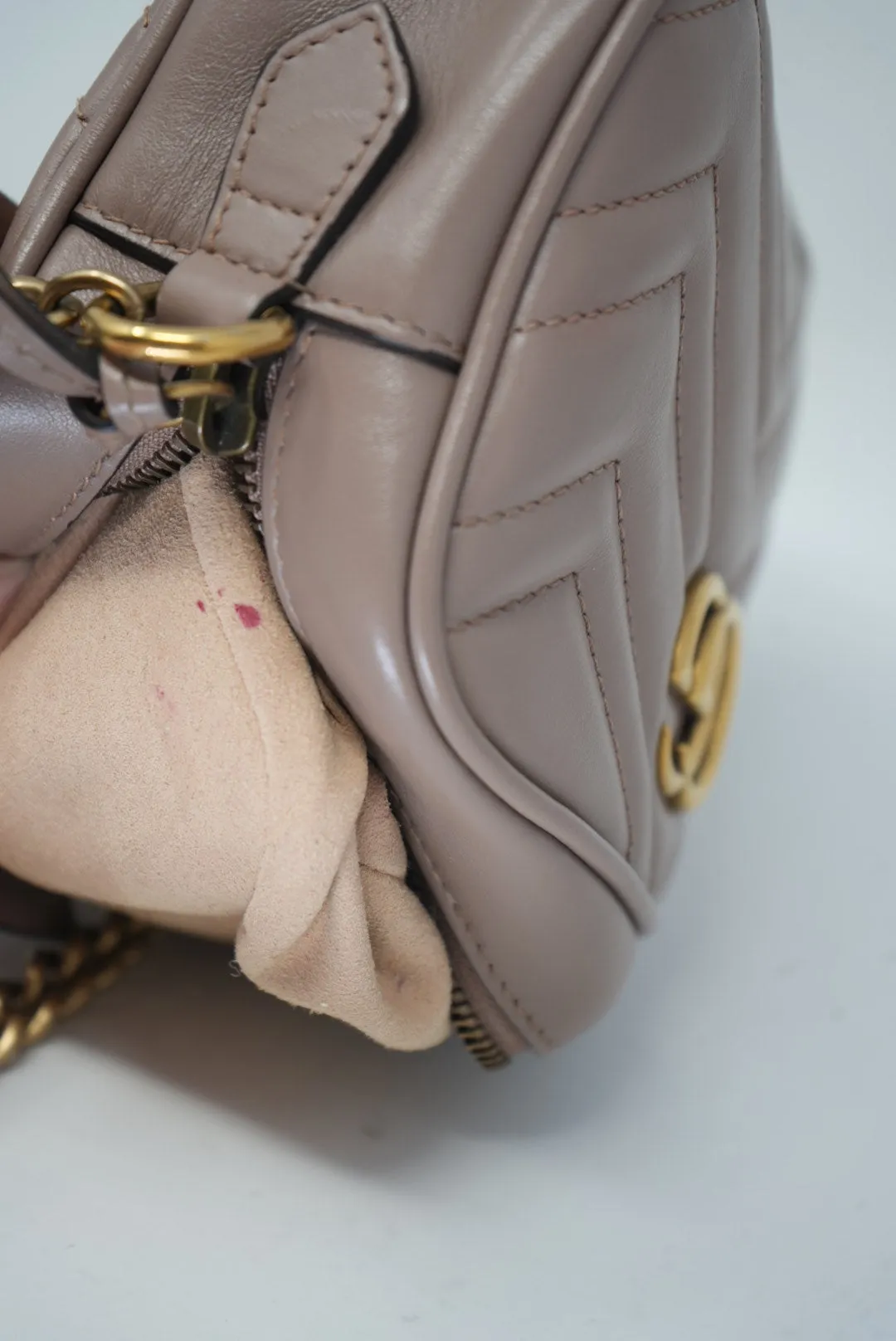 Gucci GG Marmont Mini Camera Shoulder Bag Beige