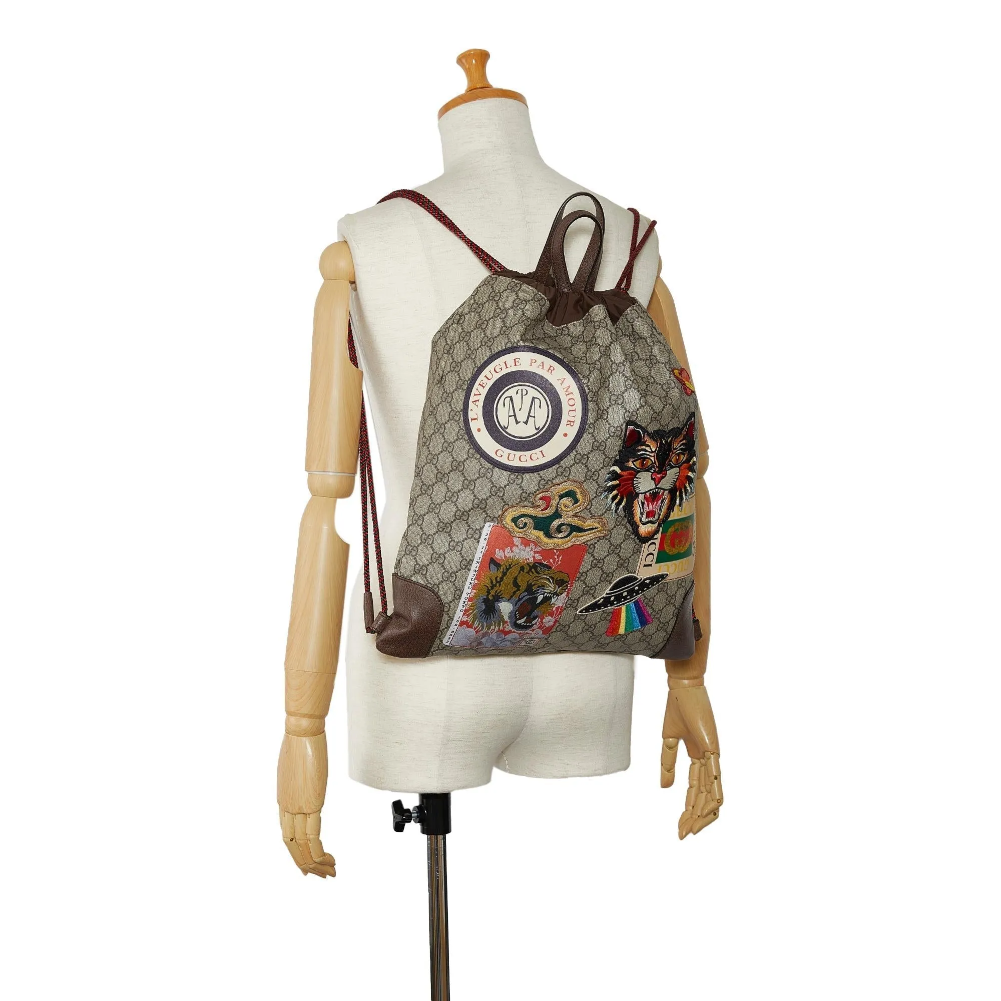 Gucci GG Supreme Courrier Drawstring Backpack (SHG-qOBCtH)