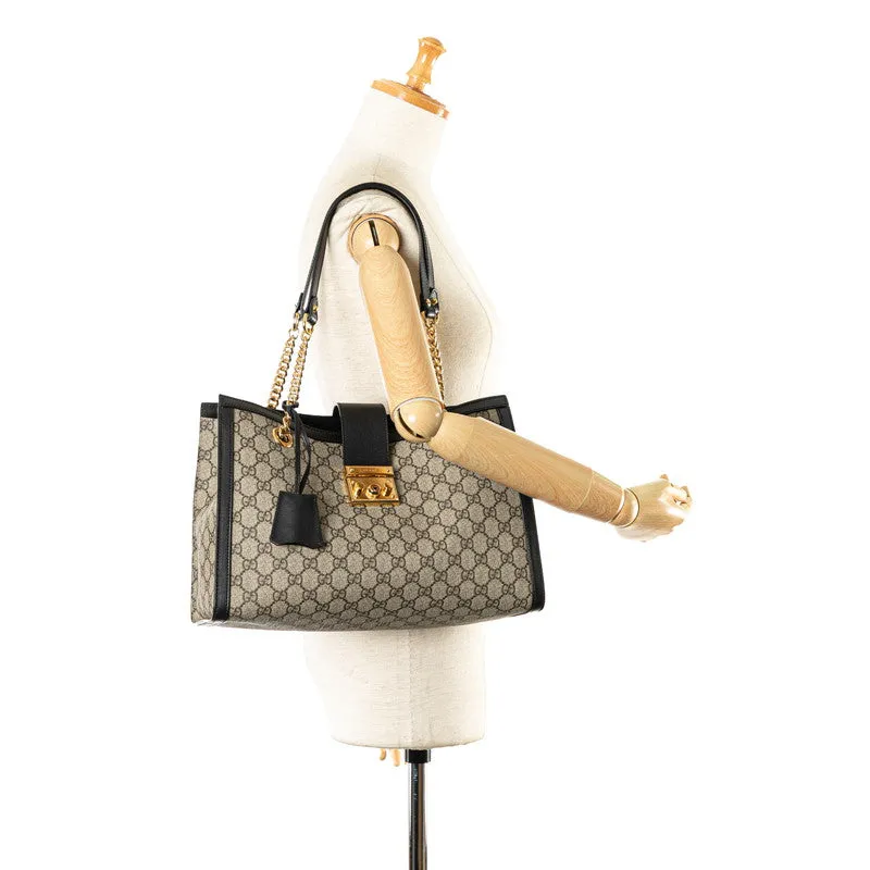 Gucci GG Supreme Padlock Chain Shoulder Bag PVC Leather