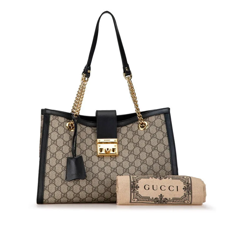 Gucci GG Supreme Padlock Chain Shoulder Bag PVC Leather