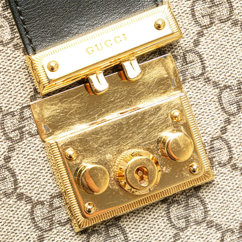 Gucci GG Supreme Padlock Chain Shoulder Bag PVC Leather