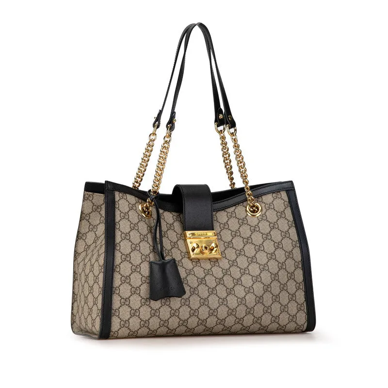 Gucci GG Supreme Padlock Chain Shoulder Bag PVC Leather