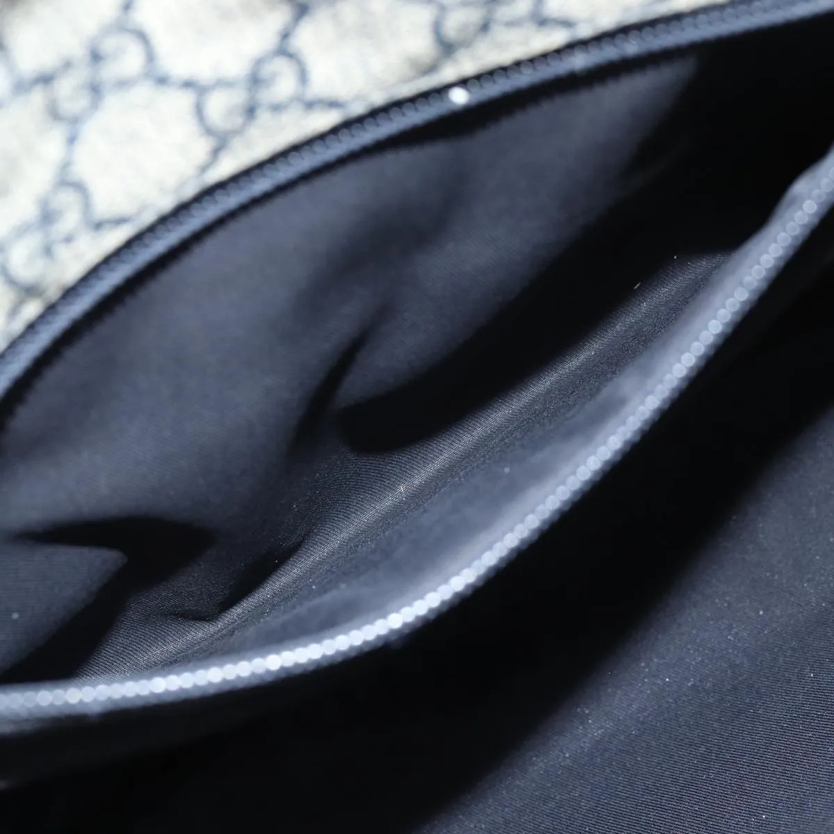 GUCCI GG Supreme Sherry Line Shoulder Bag PVC Leather Beige Navy  79288