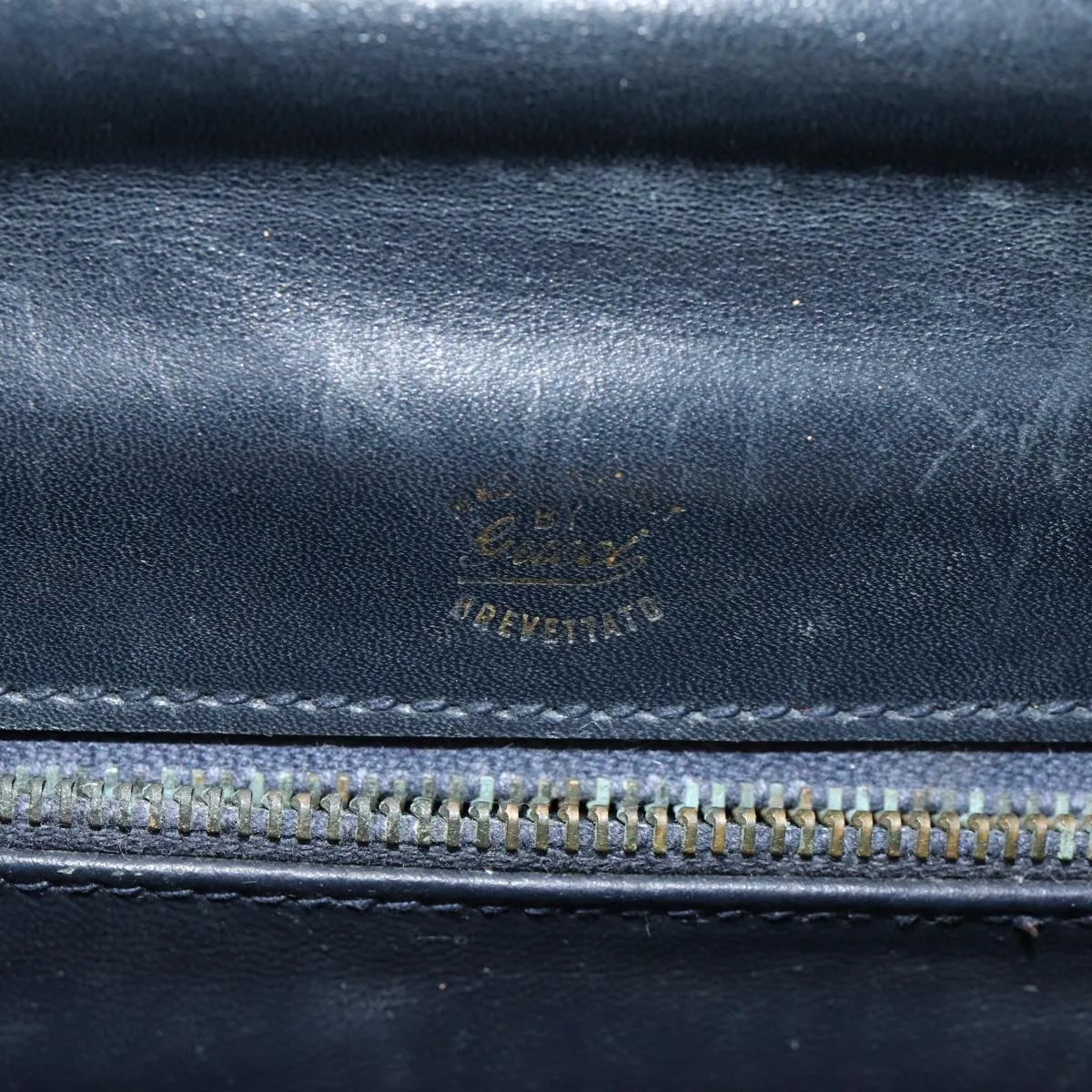 GUCCI GG Supreme Sherry Line Shoulder Bag PVC Leather Navy Red  fm3556