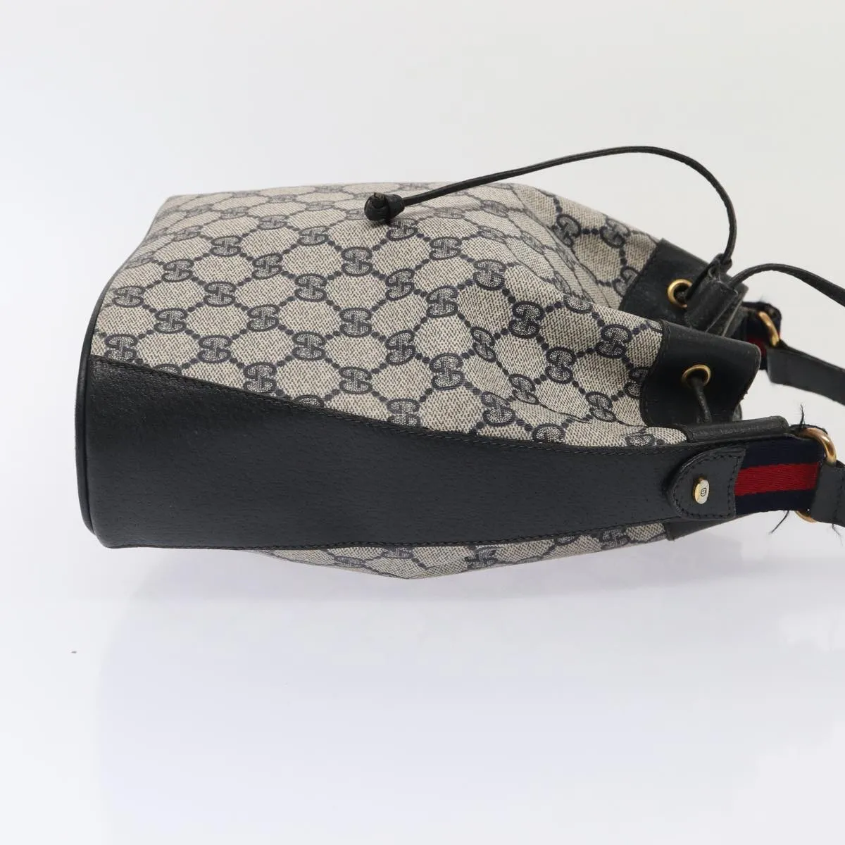 GUCCI GG Supreme Sherry Line Shoulder Bag PVC Navy Red 41 02 034  mr362
