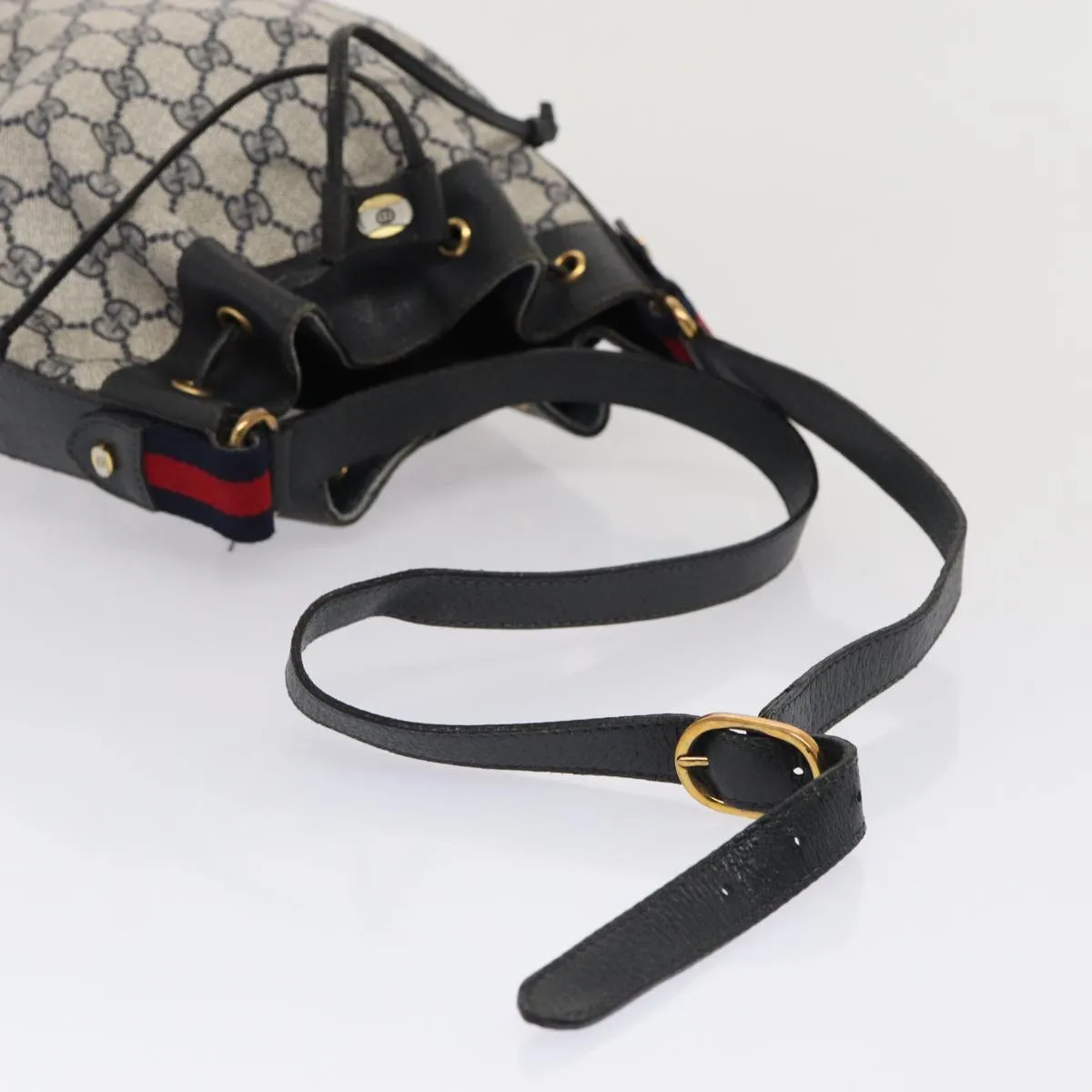 GUCCI GG Supreme Sherry Line Shoulder Bag PVC Navy Red 41 02 034  mr362