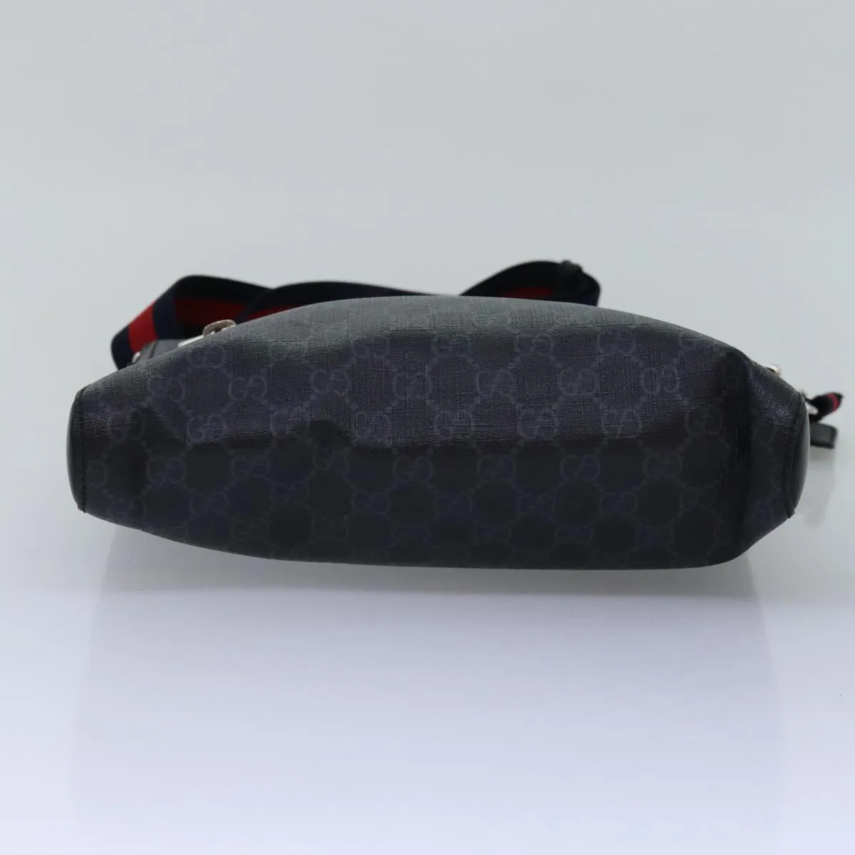 GUCCI GG Supreme Sherry Line Shoulder Bag PVC Navy Red 474137  bs15096
