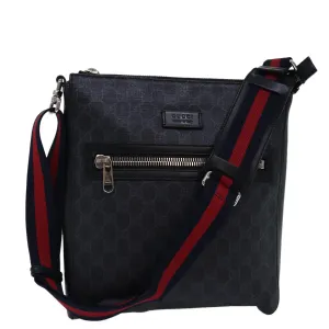 GUCCI GG Supreme Sherry Line Shoulder Bag PVC Navy Red 474137  bs15096