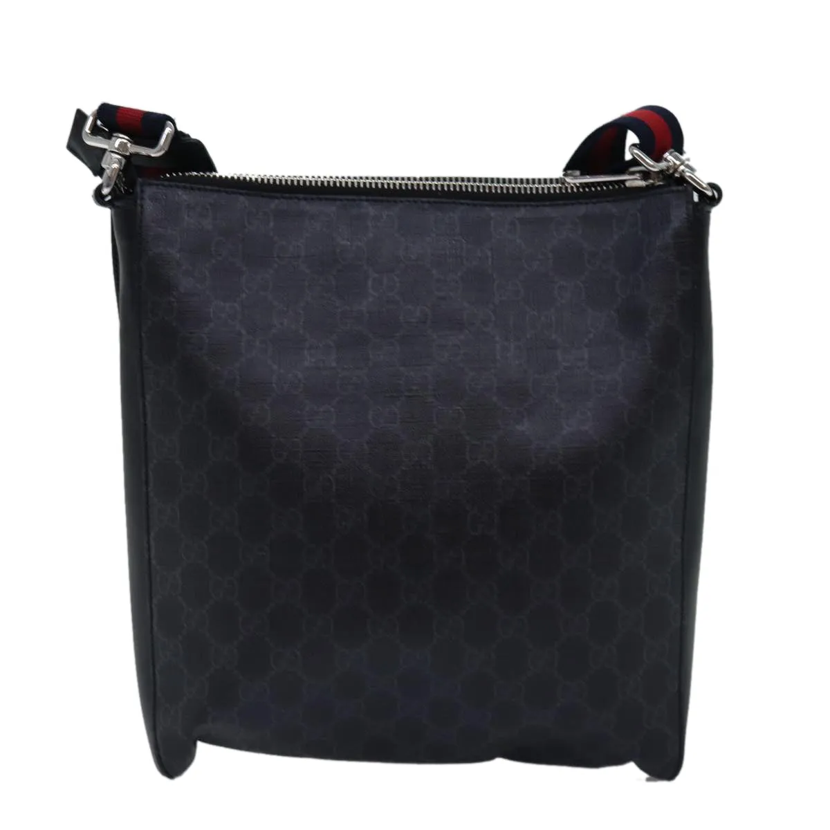 GUCCI GG Supreme Sherry Line Shoulder Bag PVC Navy Red 474137  bs15096