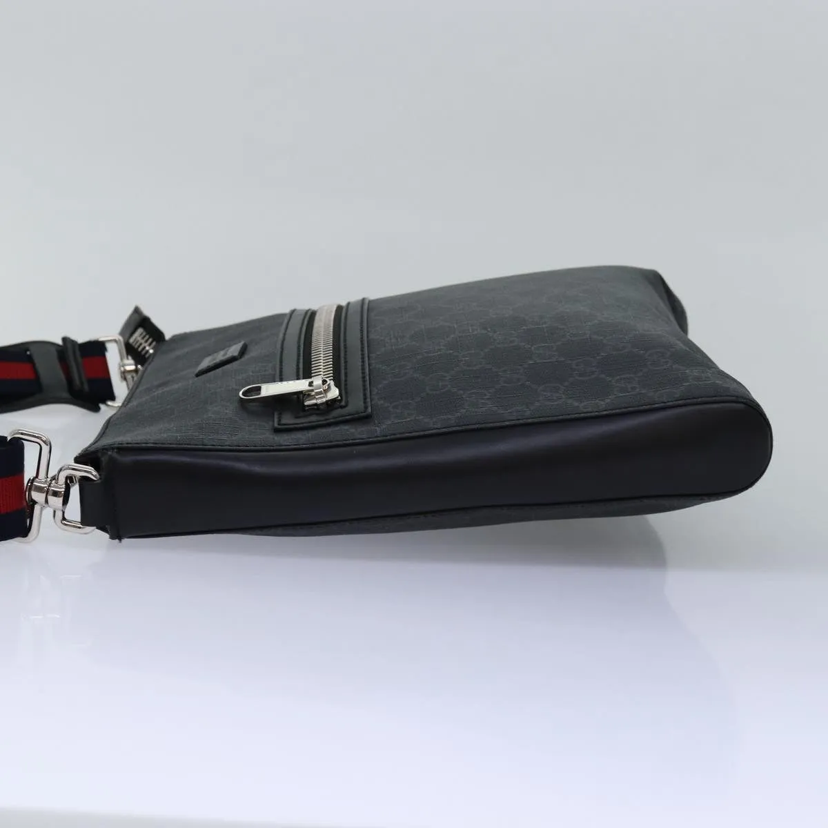 GUCCI GG Supreme Sherry Line Shoulder Bag PVC Navy Red 474137  bs15096