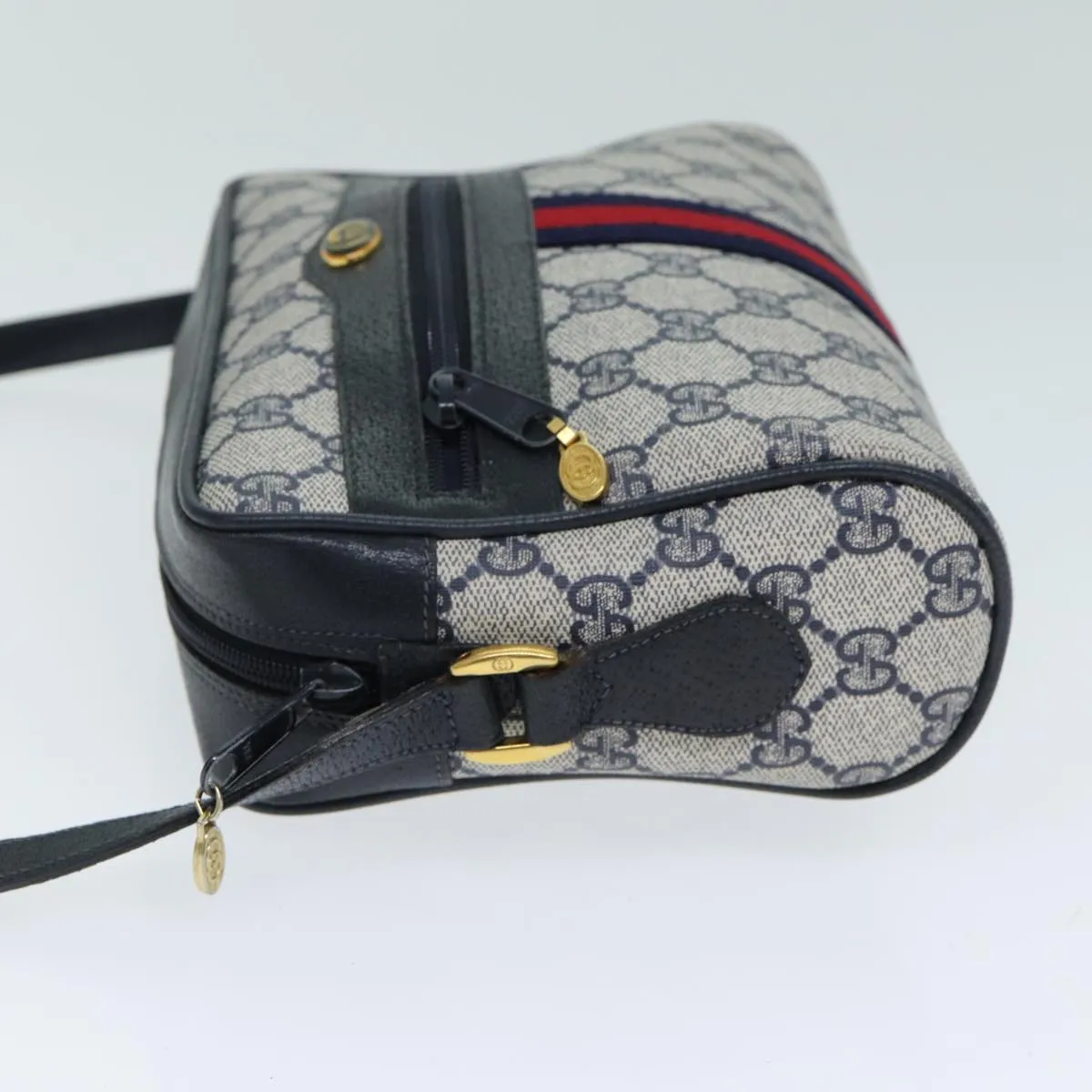 GUCCI GG Supreme Shoulder Bag PVC Leather Navy 98 02 004  80807