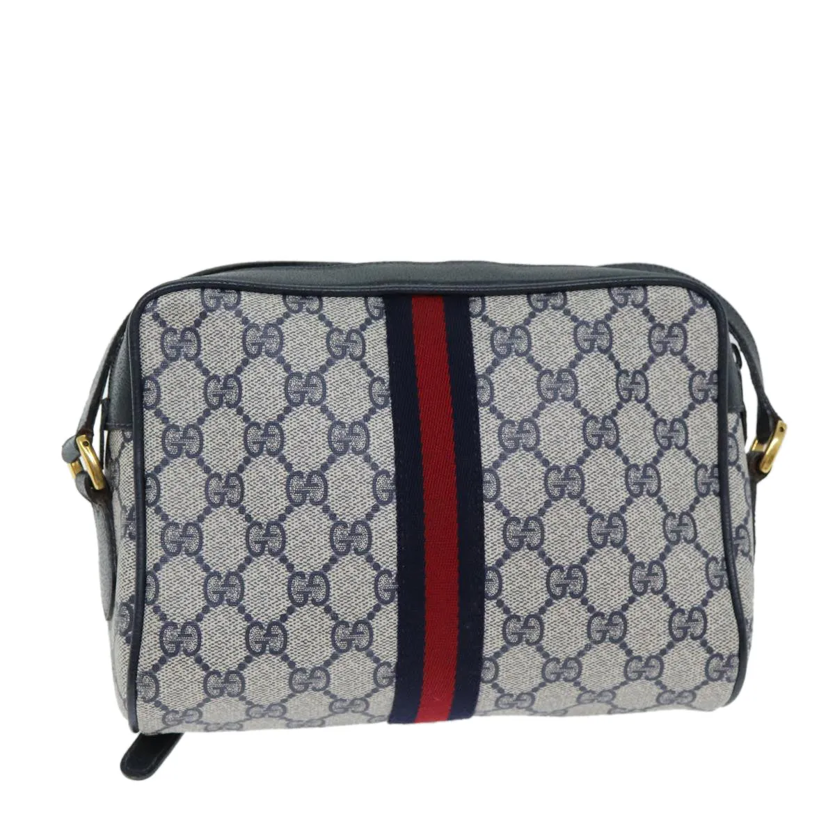 GUCCI GG Supreme Shoulder Bag PVC Leather Navy 98 02 004  80807