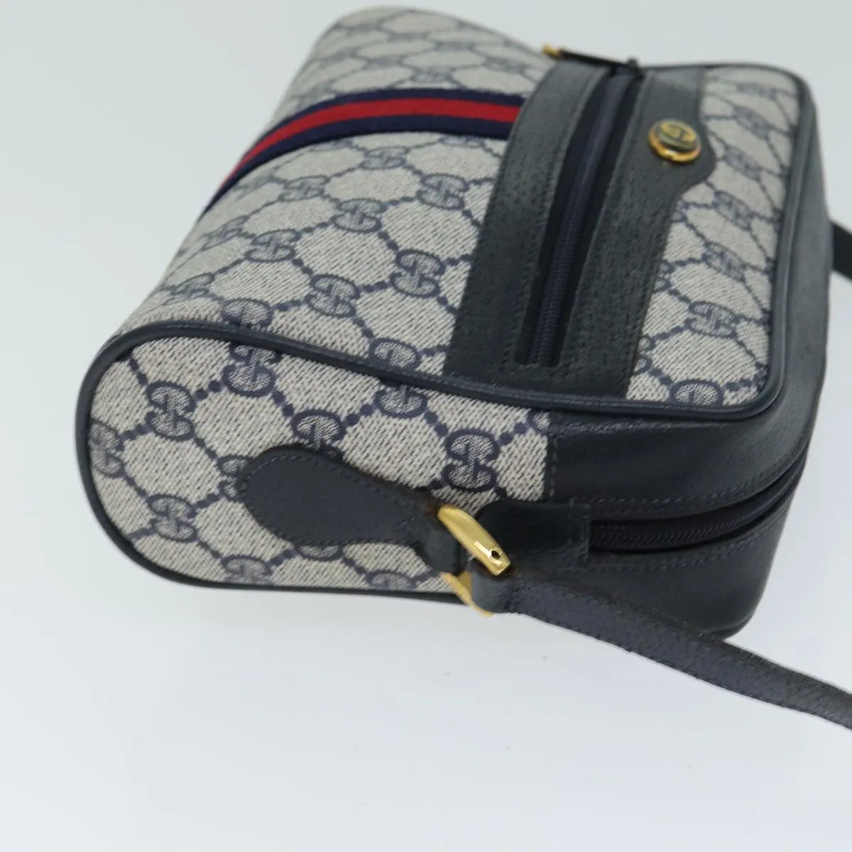 GUCCI GG Supreme Shoulder Bag PVC Leather Navy 98 02 004  80807