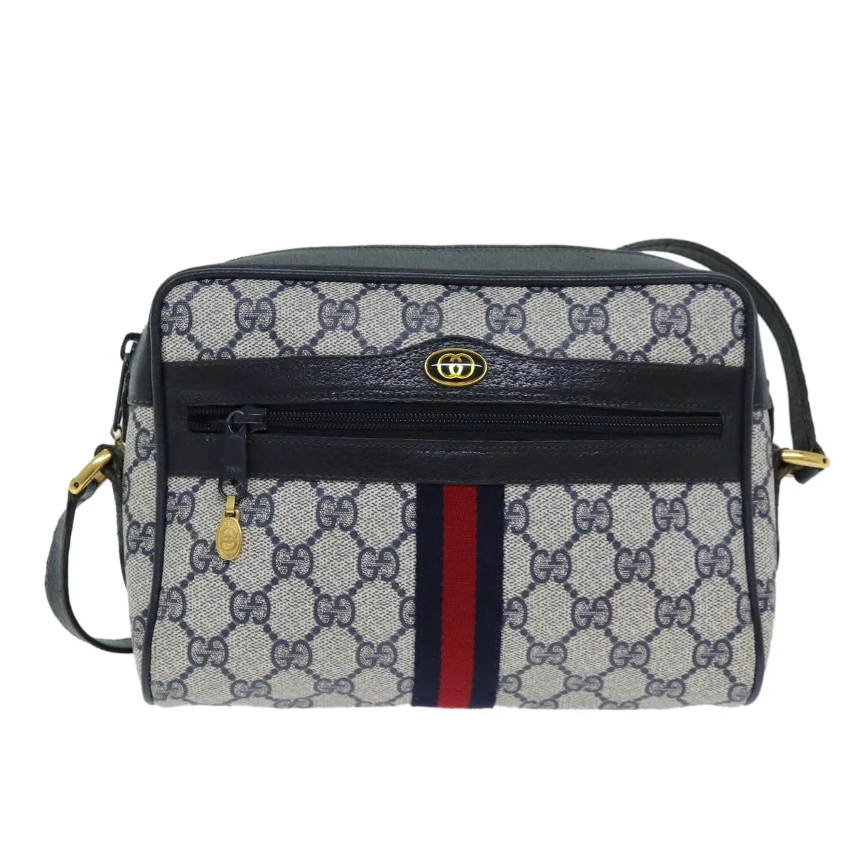GUCCI GG Supreme Shoulder Bag PVC Leather Navy 98 02 004  80807