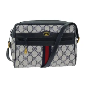 GUCCI GG Supreme Shoulder Bag PVC Leather Navy 98 02 004  80807