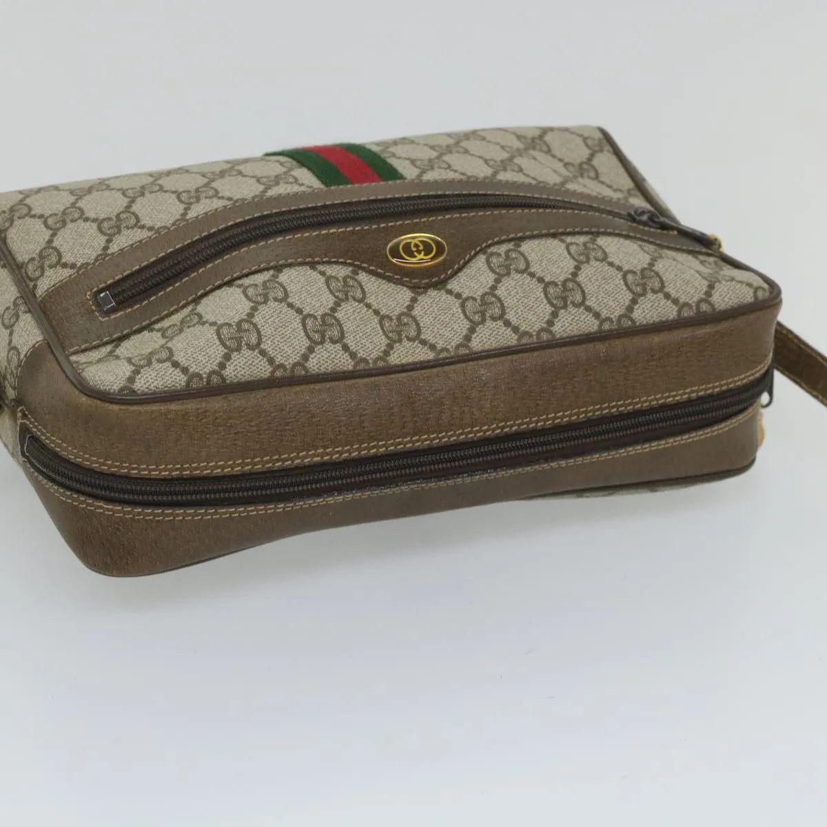 GUCCI GG Supreme Web Sherry Line Shoulder Bag Beige Red 001 4071 5  57626