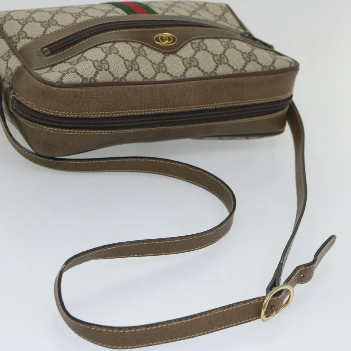 GUCCI GG Supreme Web Sherry Line Shoulder Bag Beige Red 001 4071 5  57626