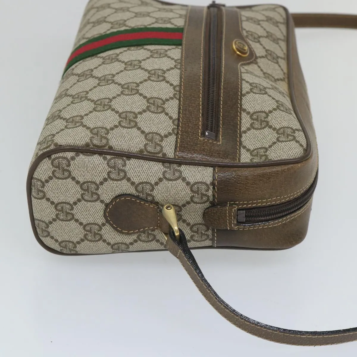 GUCCI GG Supreme Web Sherry Line Shoulder Bag Beige Red 001 4071 5  57626