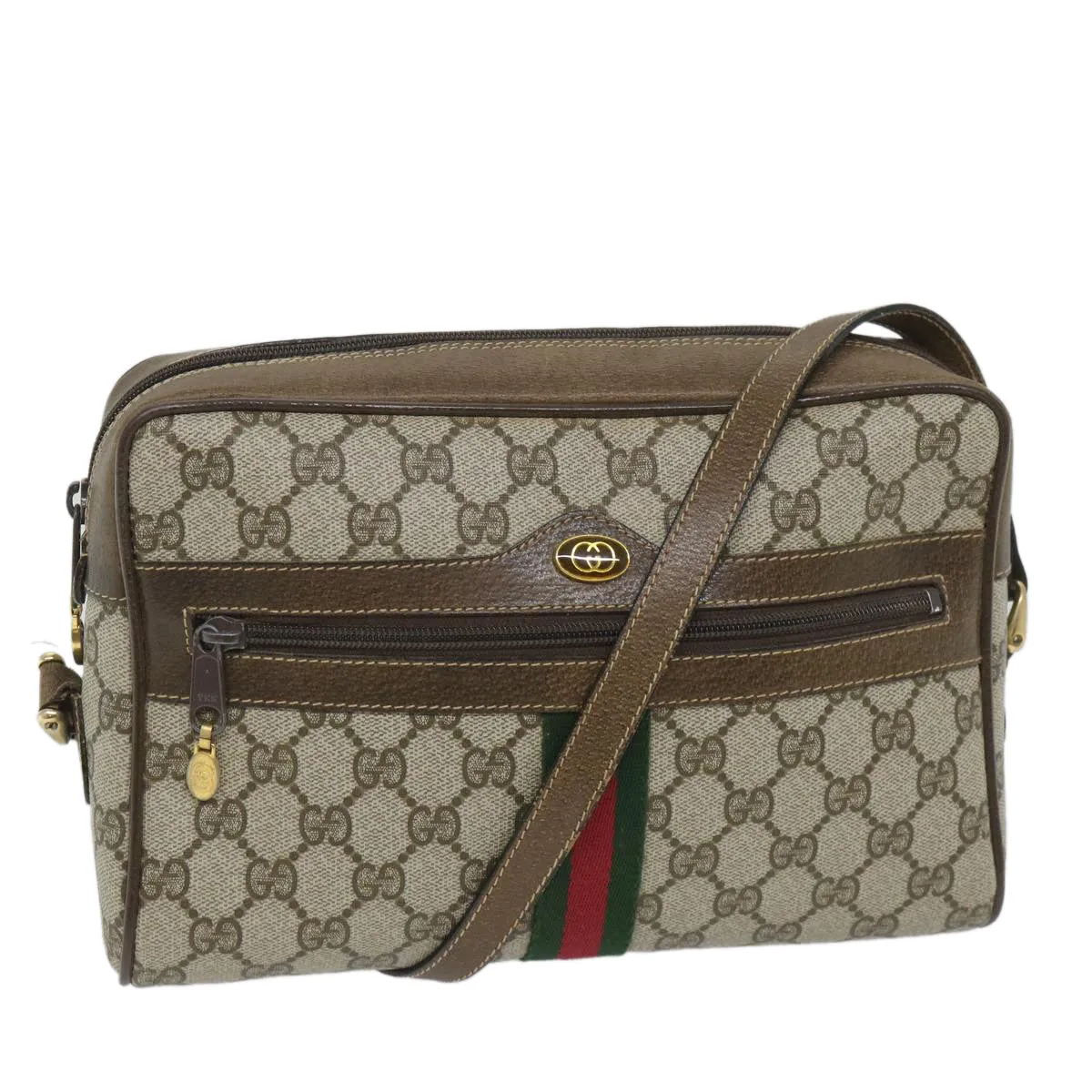 GUCCI GG Supreme Web Sherry Line Shoulder Bag Beige Red 001 4071 5  57626