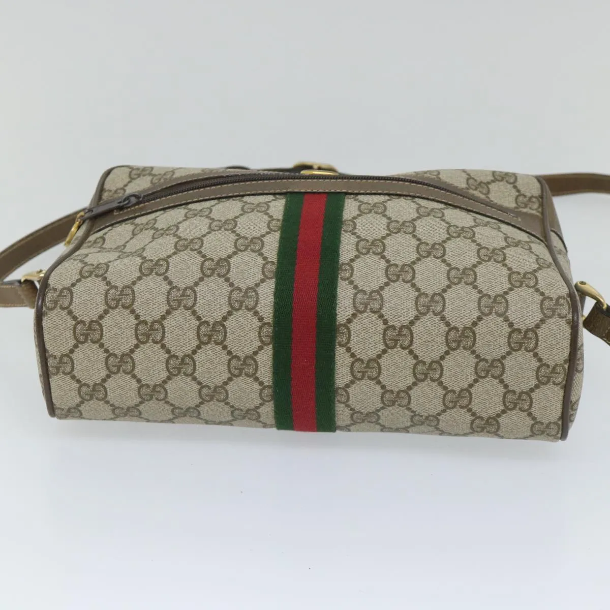 GUCCI GG Supreme Web Sherry Line Shoulder Bag Beige Red 001 4071 5  57626